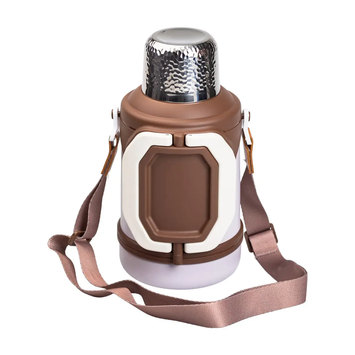 Термос Vacuum Cup 1,5 л з ремінцем і складною ручкою Коричневий (HP-14-21V) Термос Vacuum Cup 1,5 л з ремінцем і складною ручкою Коричневий (HP-14-21V)