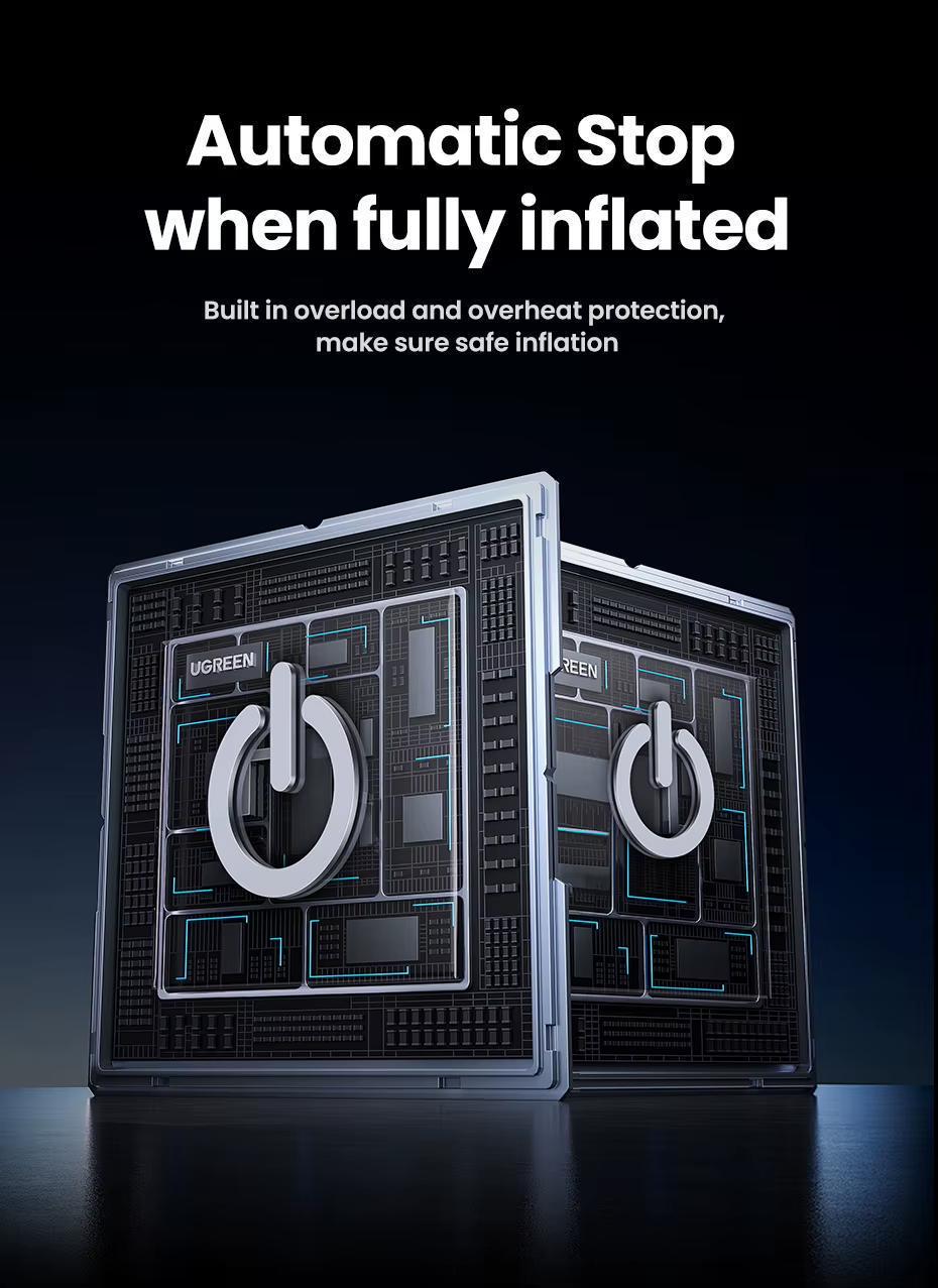 Компресор UGREEN 150psi 35 л/хв LED від прикурювача Чорний (35573) - фото 10 Компресор UGREEN 150psi 35 л/хв LED від прикурювача Чорний (35573) - фото 10