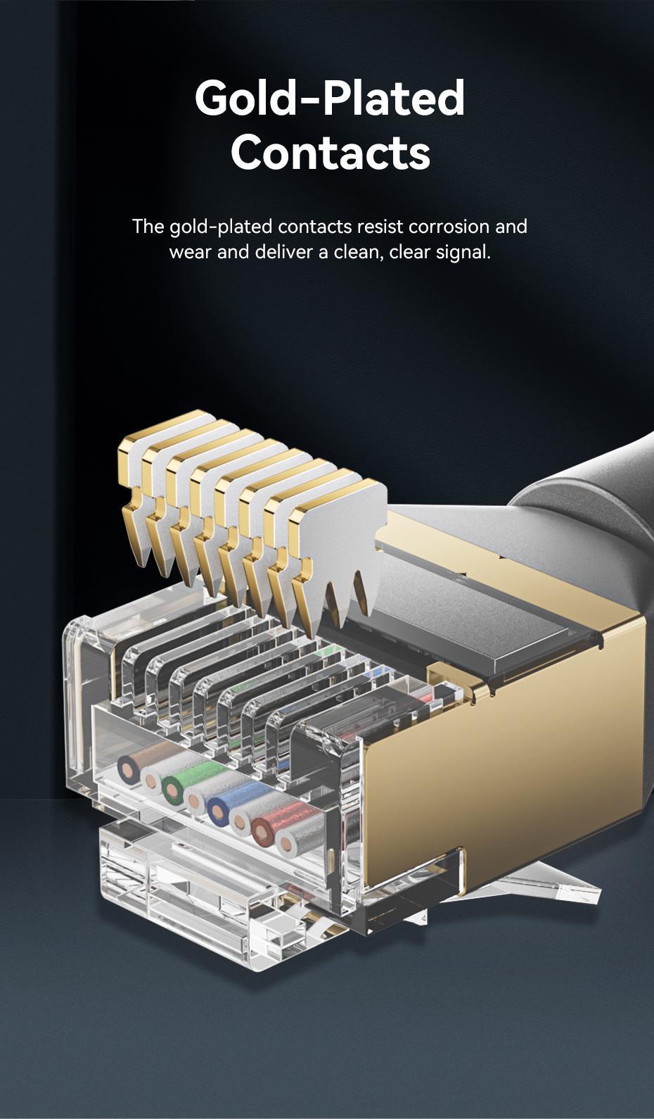 Патч-корд Vention Cat8 STP 40Gbps 2000MHz поворотный 90° 1,5м Черный (IKLBG) - фото 12 Патч-корд Vention Cat8 STP 40Gbps 2000MHz поворотный 90° 1,5м Черный (IKLBG) - фото 12