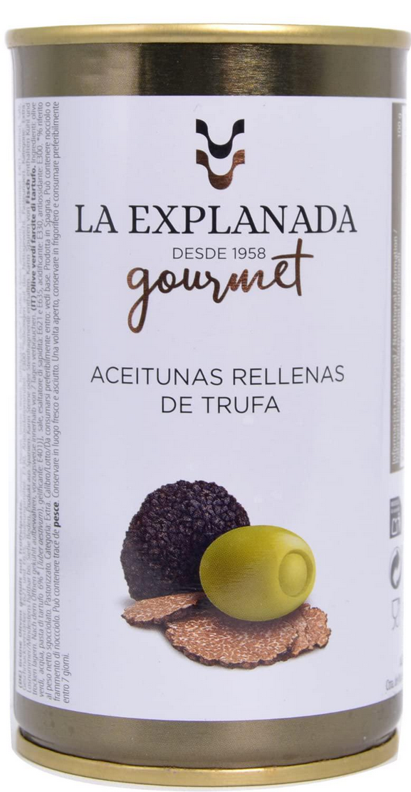 Оливки La Explanada gourmet зелені з трюфельною пастою в розсолі 350 г (20764933)