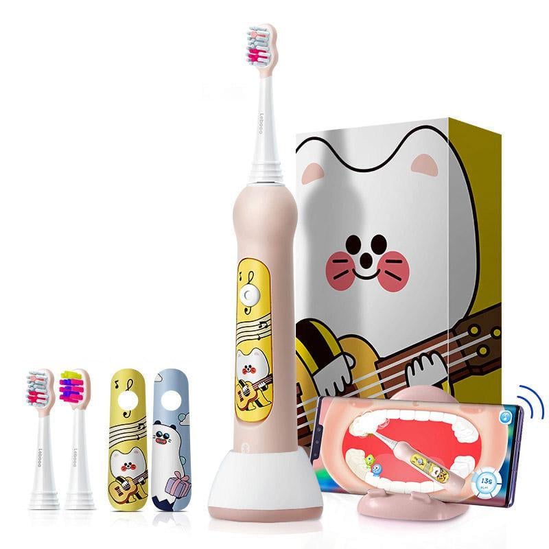 Зубна щітка дитяча звукова Lebooo Super Cat Huawei HiLink 2 насадки Рожевий (7067)