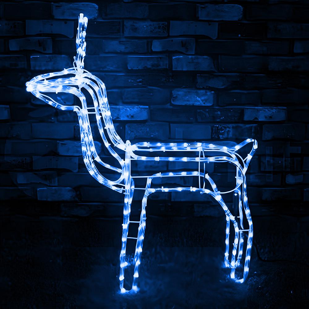 Декоративна світлодіодна фігура "Новорічний олень" висота 120 см 220 В з поворотом голови Синій - фото 9