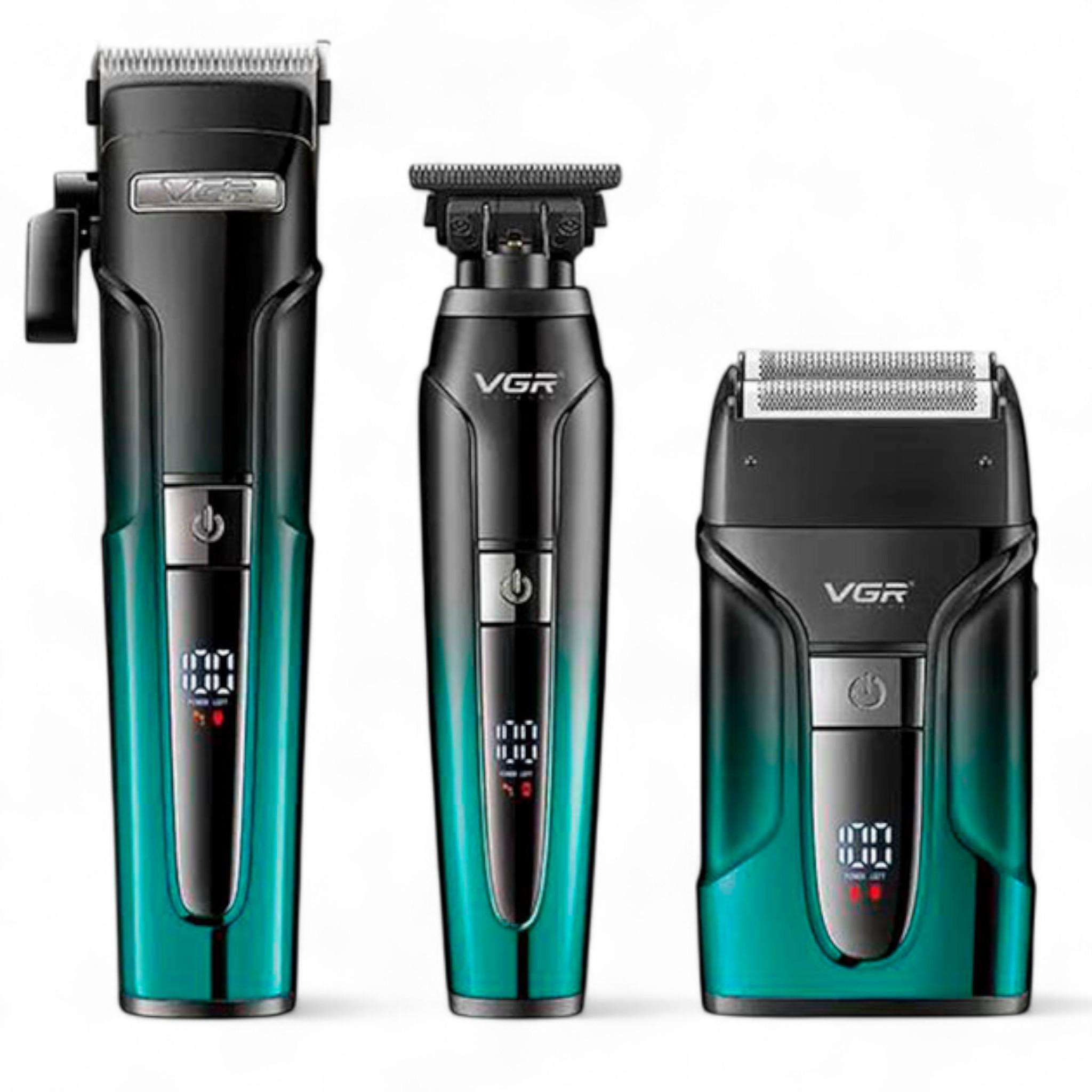 Набор VGR 3в1 V-694 Машинка для стрижки аккумуляторная clipper/триммер/электробритва Blue (E_V-694Blue) - фото 1 Набор VGR 3в1 V-694 Машинка для стрижки аккумуляторная clipper/триммер/электробритва Blue (E_V-694Blue) - фото 1