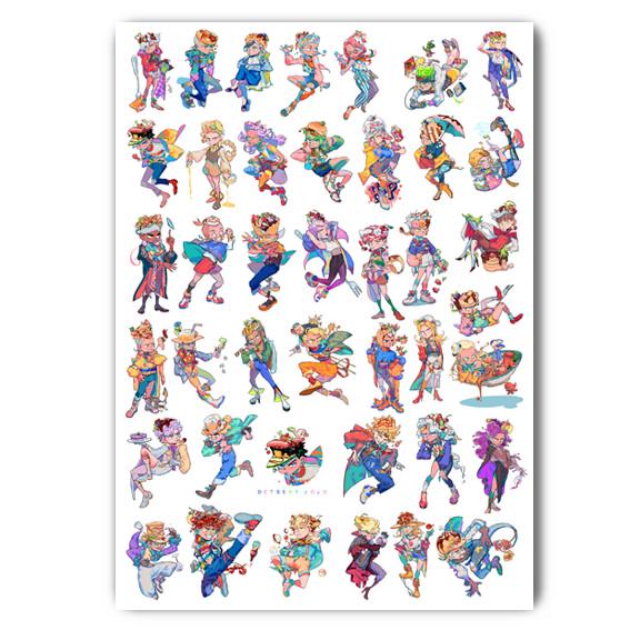 Стикеры наклейки аниме Невероятные приключения ДжоДжо А3 лист (stik_163)