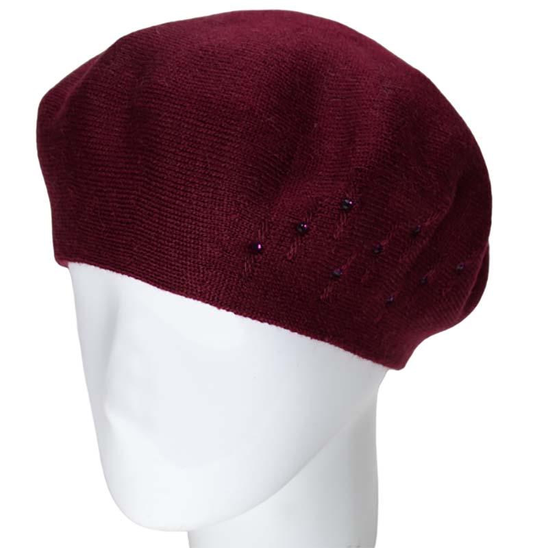 Берет женский Lirus Бисер двойной тонкой вязки Бордовый (119218)