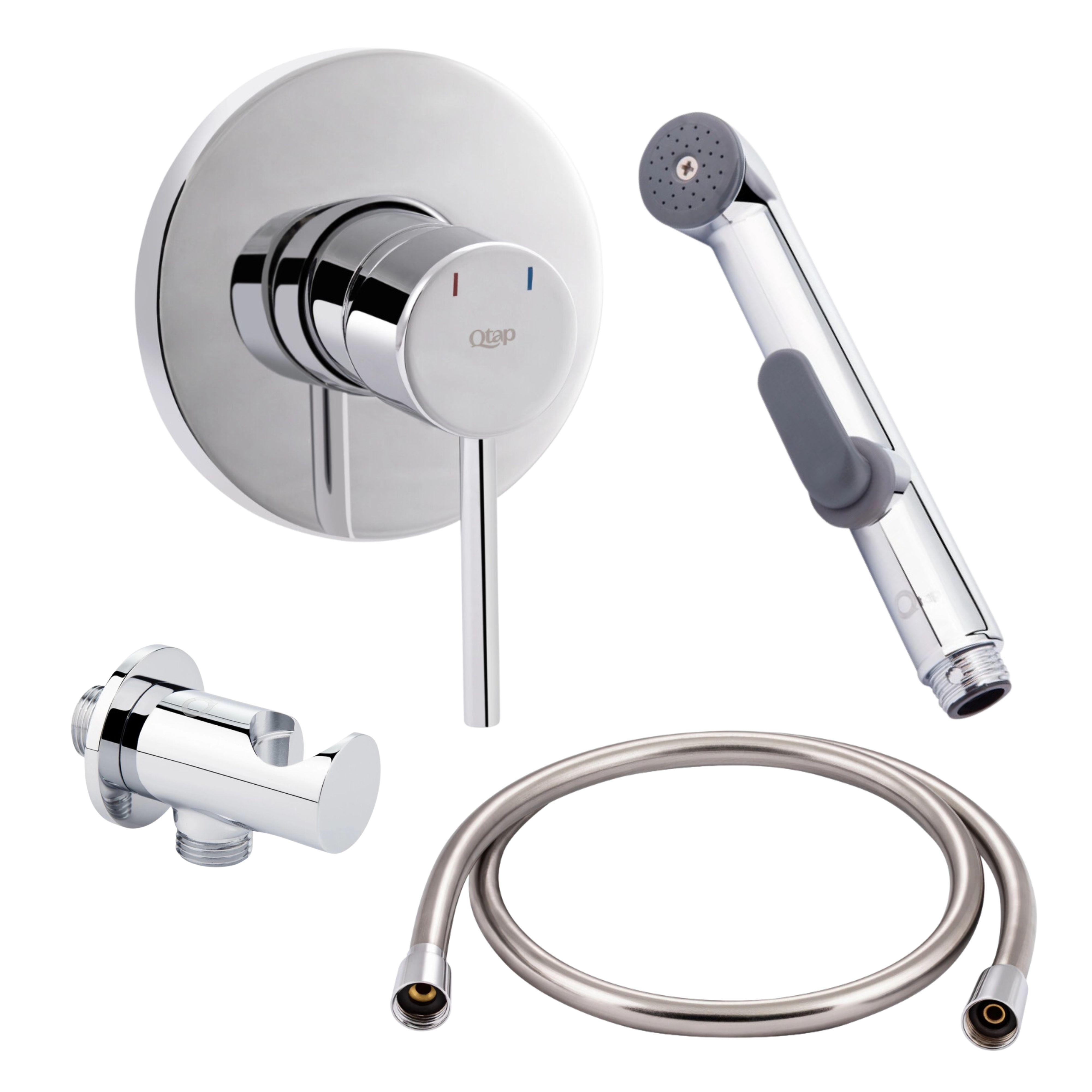 Комплект для гигиенического душа Qtap Spring Chrome Смеситель QTSPRCRM/QTCRMBH030/QTCRMA021/QTHADPVC120C (SD00053508)