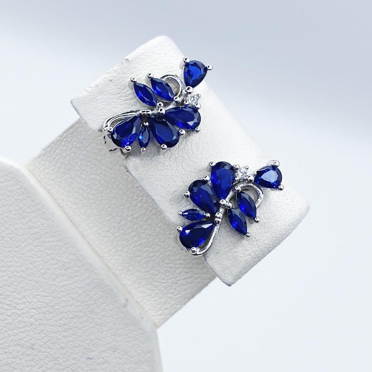 Серьги серебряные с сапфиром 4,05 г (2264585223)