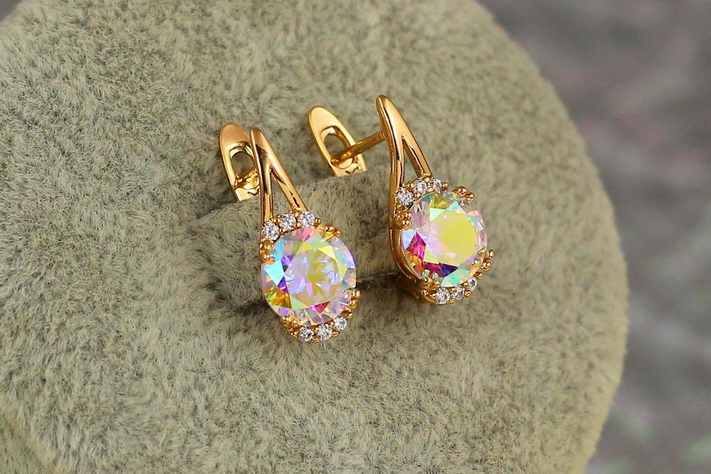 Серьги Xuping Jewelry Мандолина с камнем хамелеон 1,6 см Золотистый (2185632488)