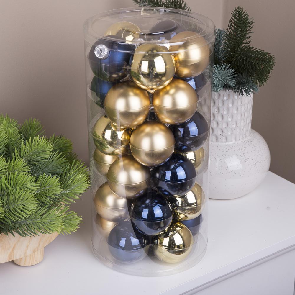 Шары новогодние из стекла 5,7 см 30 шт. Синий/Золотой (3398-8)