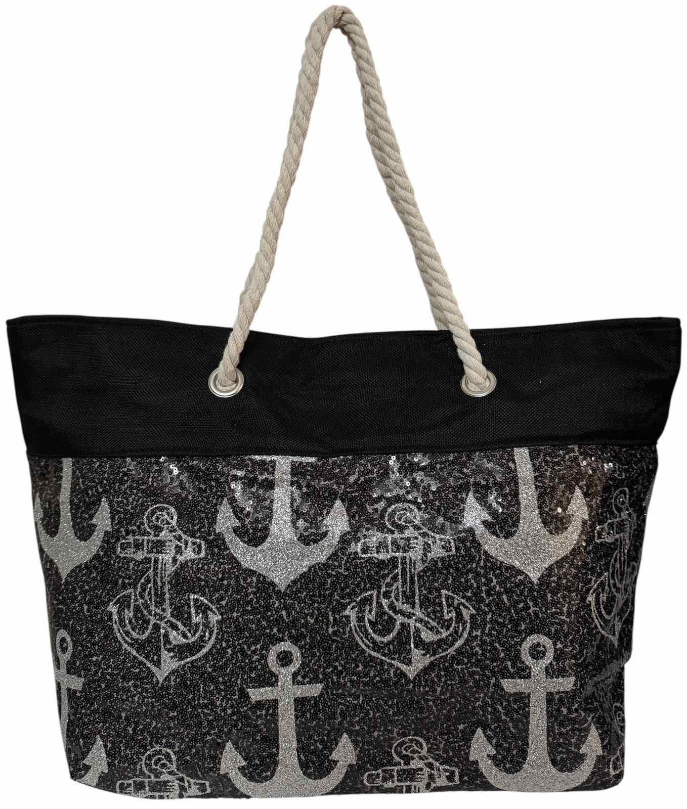 Сумка пляжна жіноча з тканини на блискавці Чорний (2061)