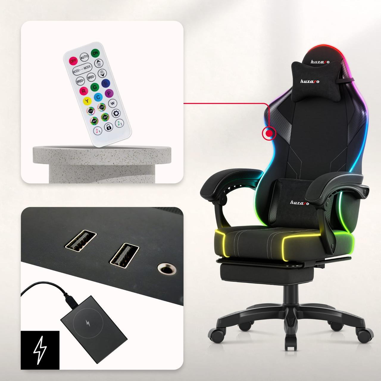 Крісло комп'ютерне Huzaro Force 3.7 RGB тканина Black (29953260) - фото 7 Крісло комп'ютерне Huzaro Force 3.7 RGB тканина Black (29953260) - фото 7