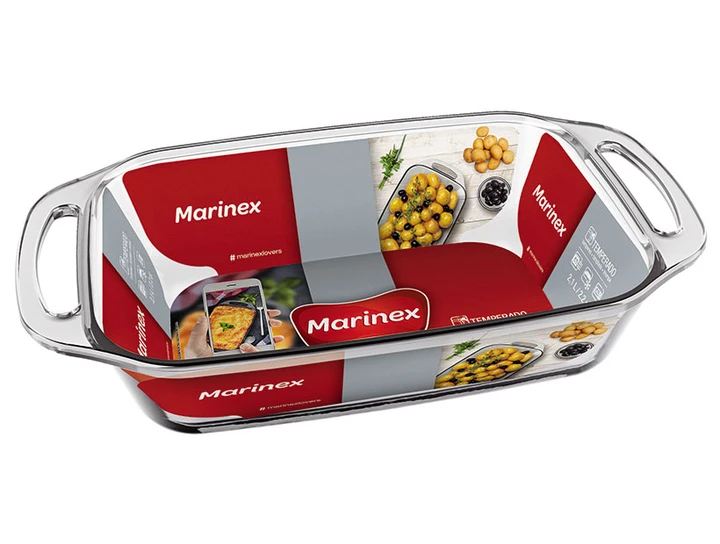 Деко прямокутне Marinex з жароміцного скла з ручками 2,7 л (6535)