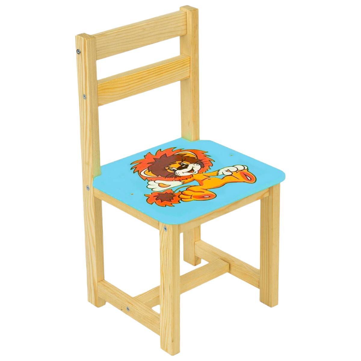Детский стульчик деревянный Мася Лев 54 см Голубой (4024)