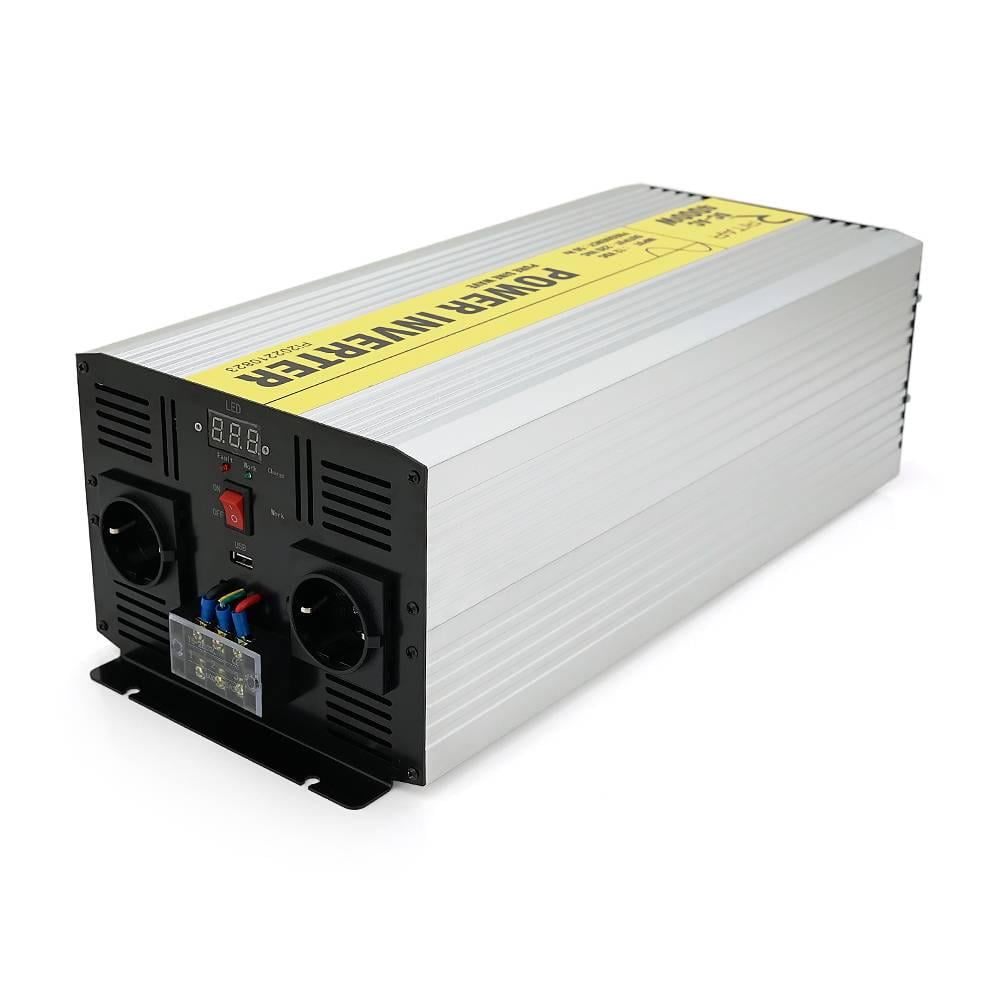 Інвертор напруги RITAR RSC-5000 12V/220V 5000W з правільною синусоїдою 2xShuko 1xUSB клемні дроти клемні колодки (26219)