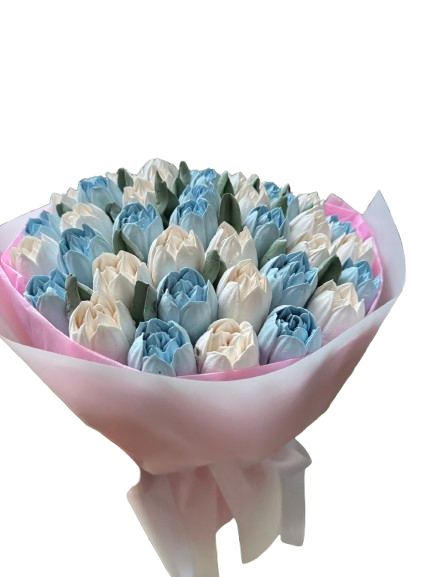 Букет зефирных цветов ручной работы 25 см (28830877)