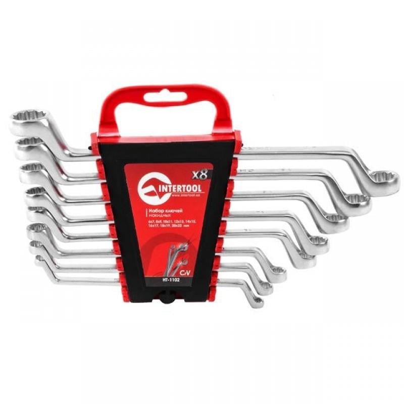 Набор ключей накидных Intertool HT-1102 8 ед. 6-22 мм Cr-V (49189)