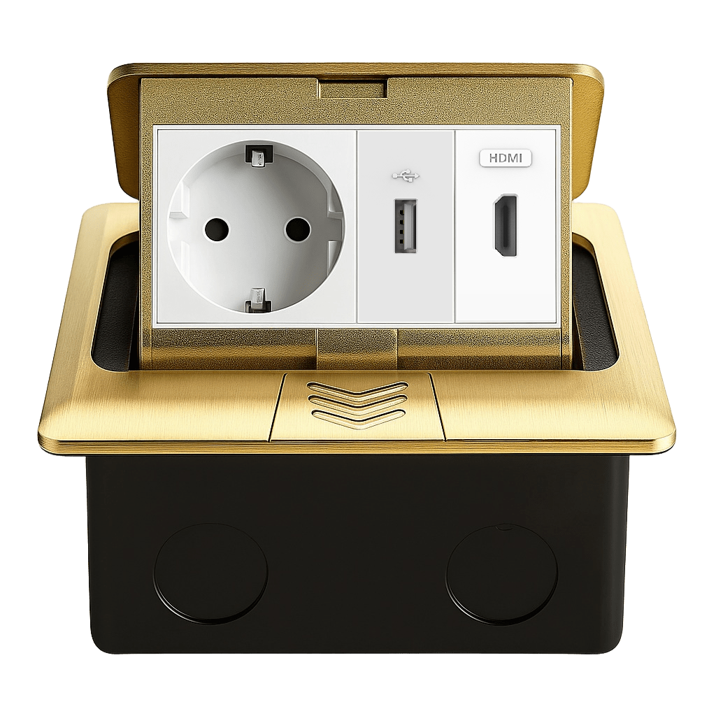 Розетка напольная LIVOLO из USB/HDMI встроенная IP44 алюминий Золотой (VL-SHS016-TC.HD.UA-WP-A)
