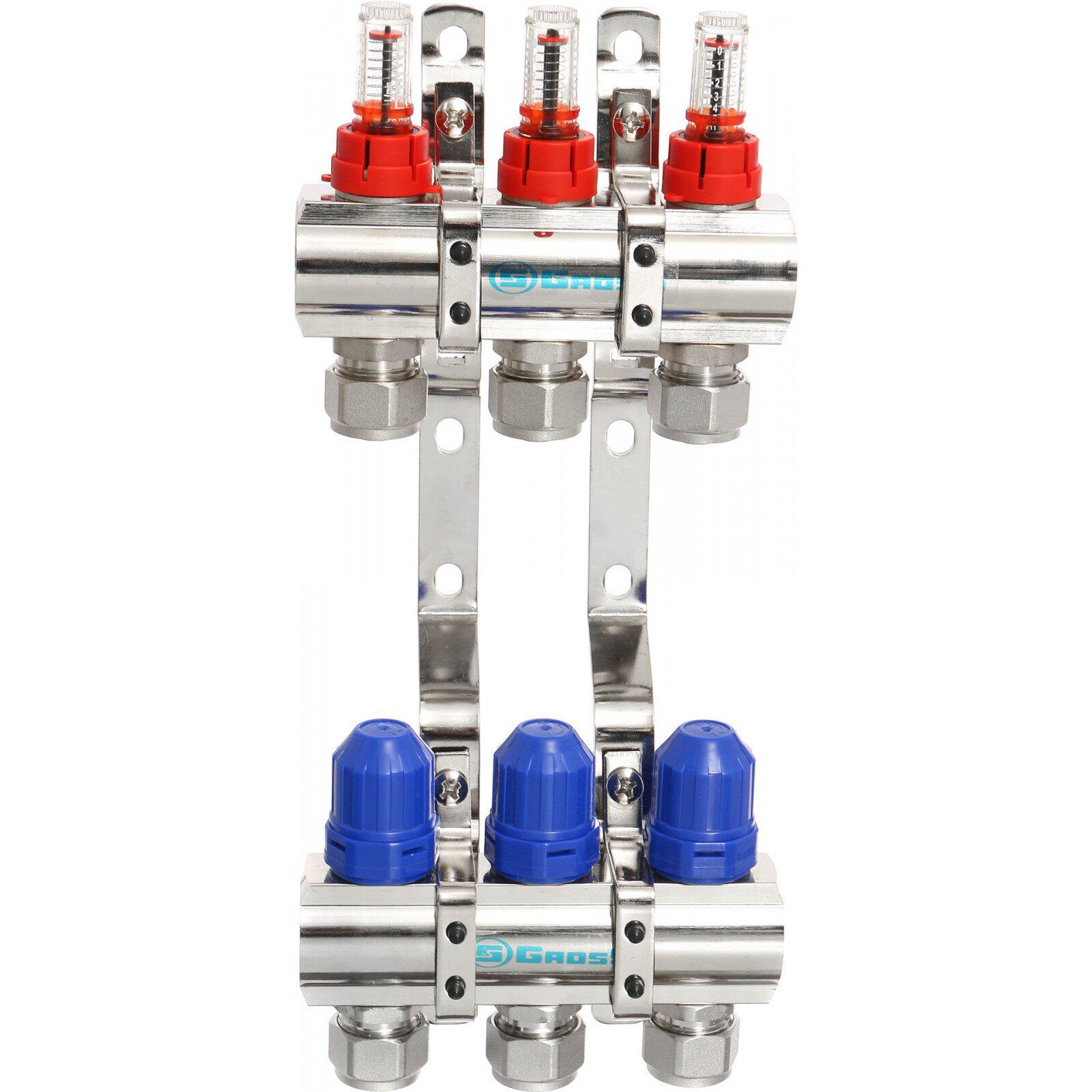 Колектор із витратомірами регуляторами та кріпленням Gross 8504 1"x3 (000020665) - фото 2 Колектор із витратомірами регуляторами та кріпленням Gross 8504 1"x3 (000020665) - фото 2