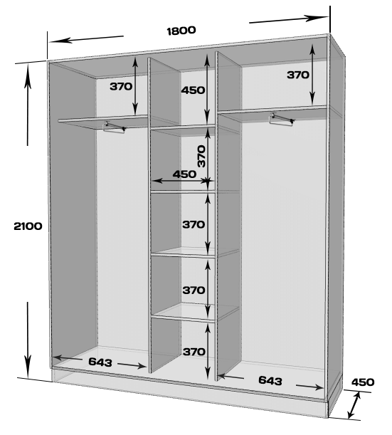 Шкаф-купе Mileri 3-х дверный ДСП 180х210х45 Белый (3932853) - фото 2