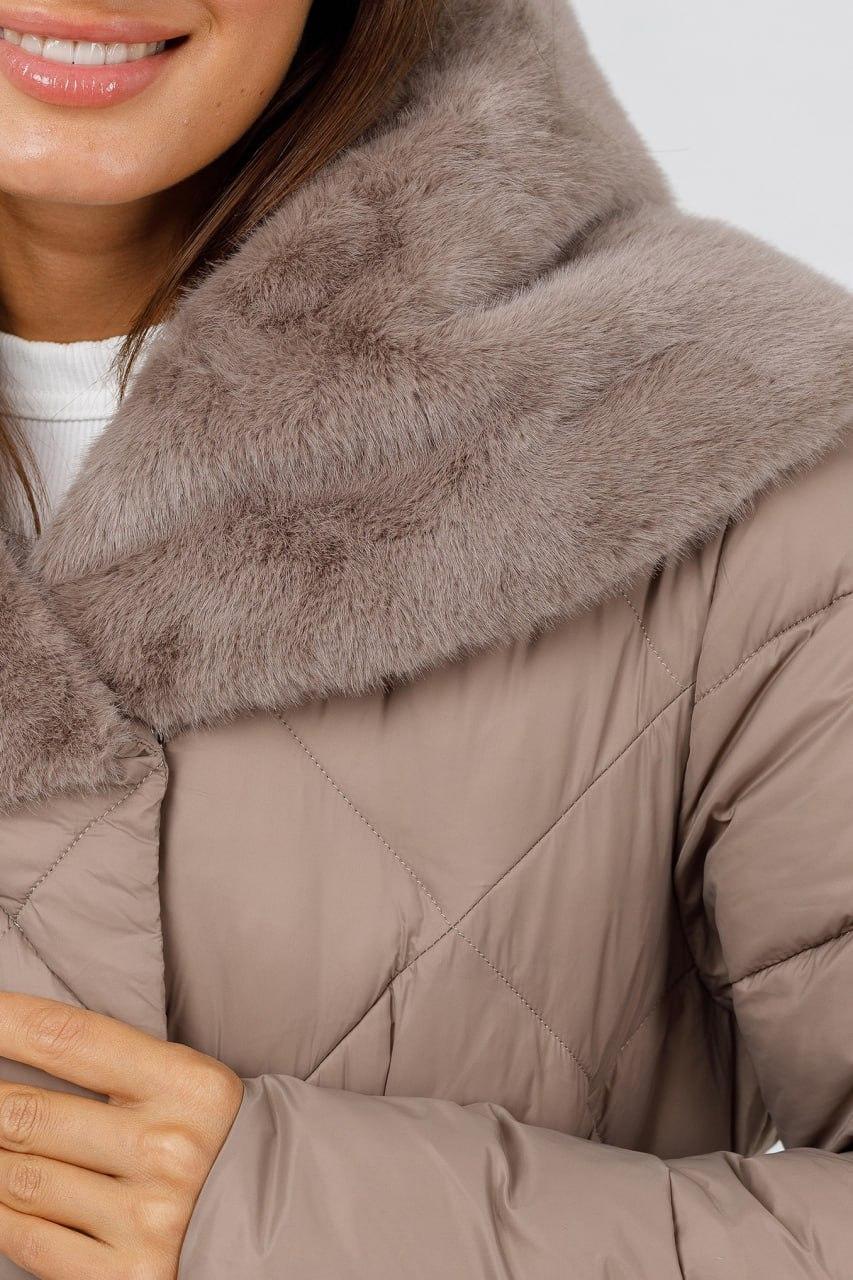 Пуховик з хутром р. 48 Капучіно (1253g\48) - фото 3
