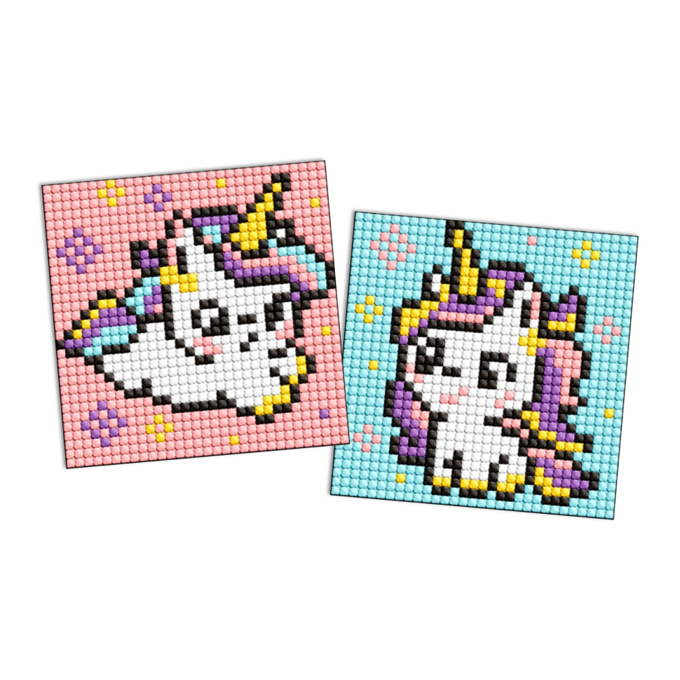 Алмазная мозаїка Дві одноріжки AMG1044 на магнітній основі 9x9 см