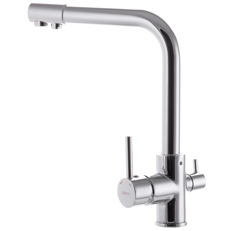 Кран на кухню з питною водою високий Zerix латунь Хром (b-ZX2723) - фото 2