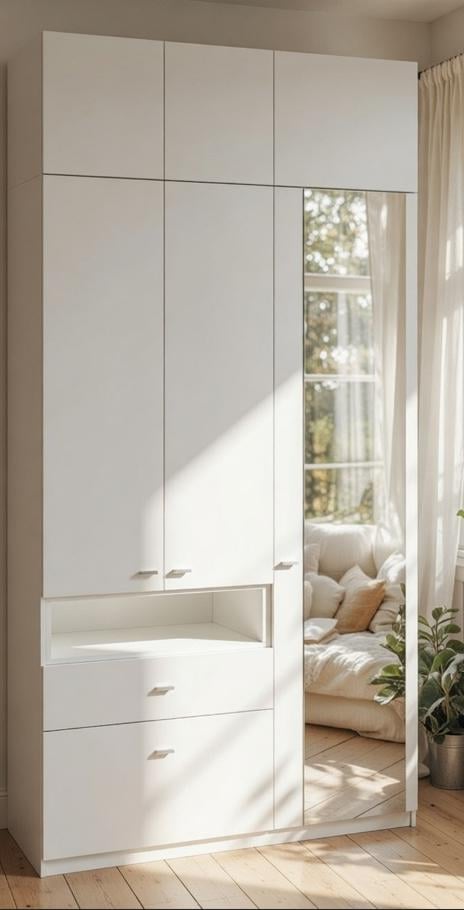 Шкаф в прихожую Мастер Форм Тетрис правосторонний 1320х376х2400 мм Белый (319550)