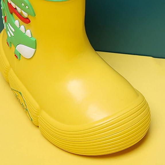 Сапоги детские для девочек с Динозавром резиновые водонепроницаемые р. 27 17,5 см Желтый (D-0002-1) - фото 5