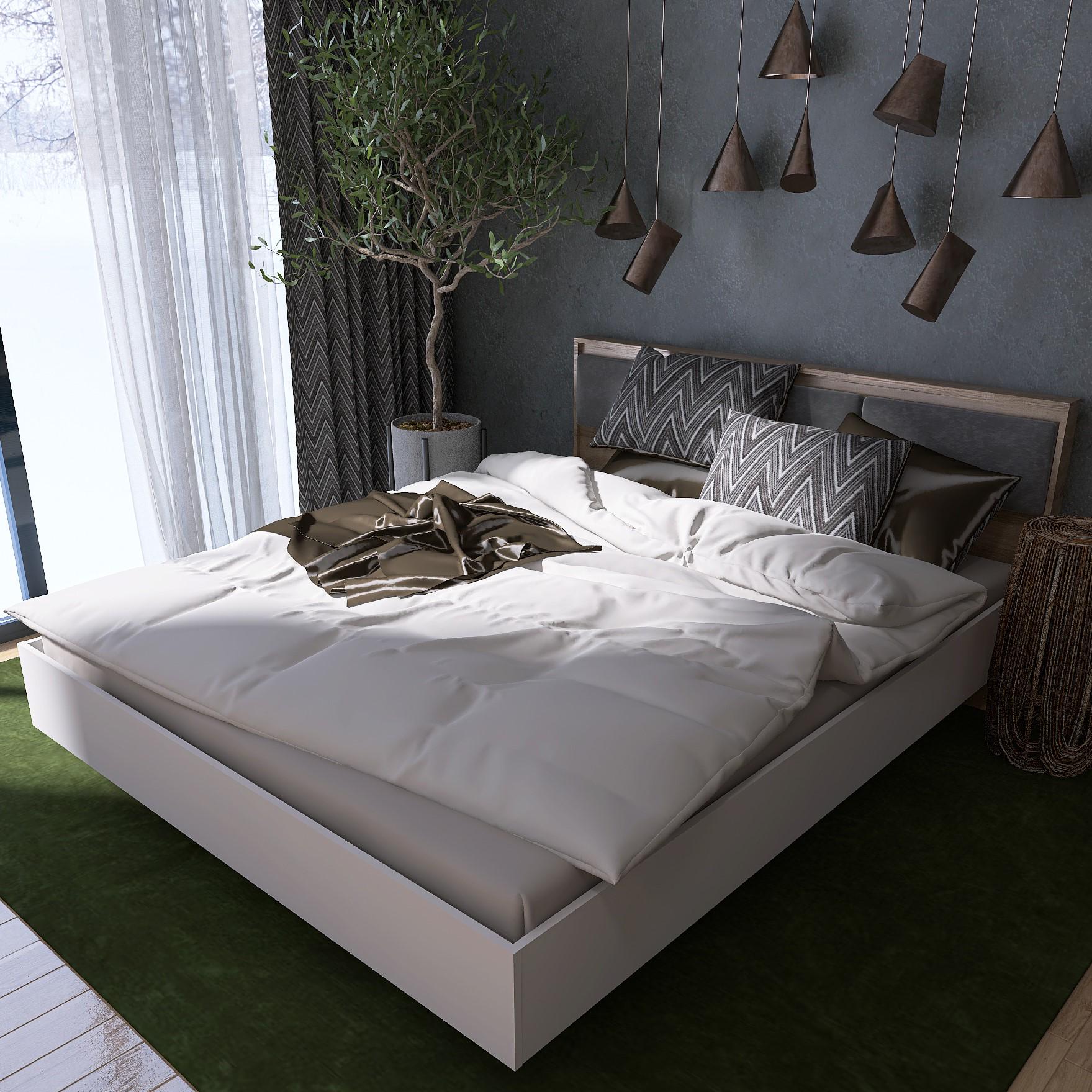 Кровать двуспальная Everest Сити 1400 щит ДСП Сонома/Белый (11491)