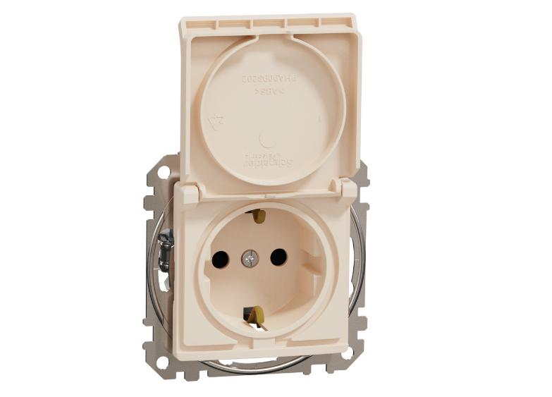 Розетка Schneider Electric Sedna Design&Elements с заземлением и крышкой SDD112024 Бежевый (35276468)