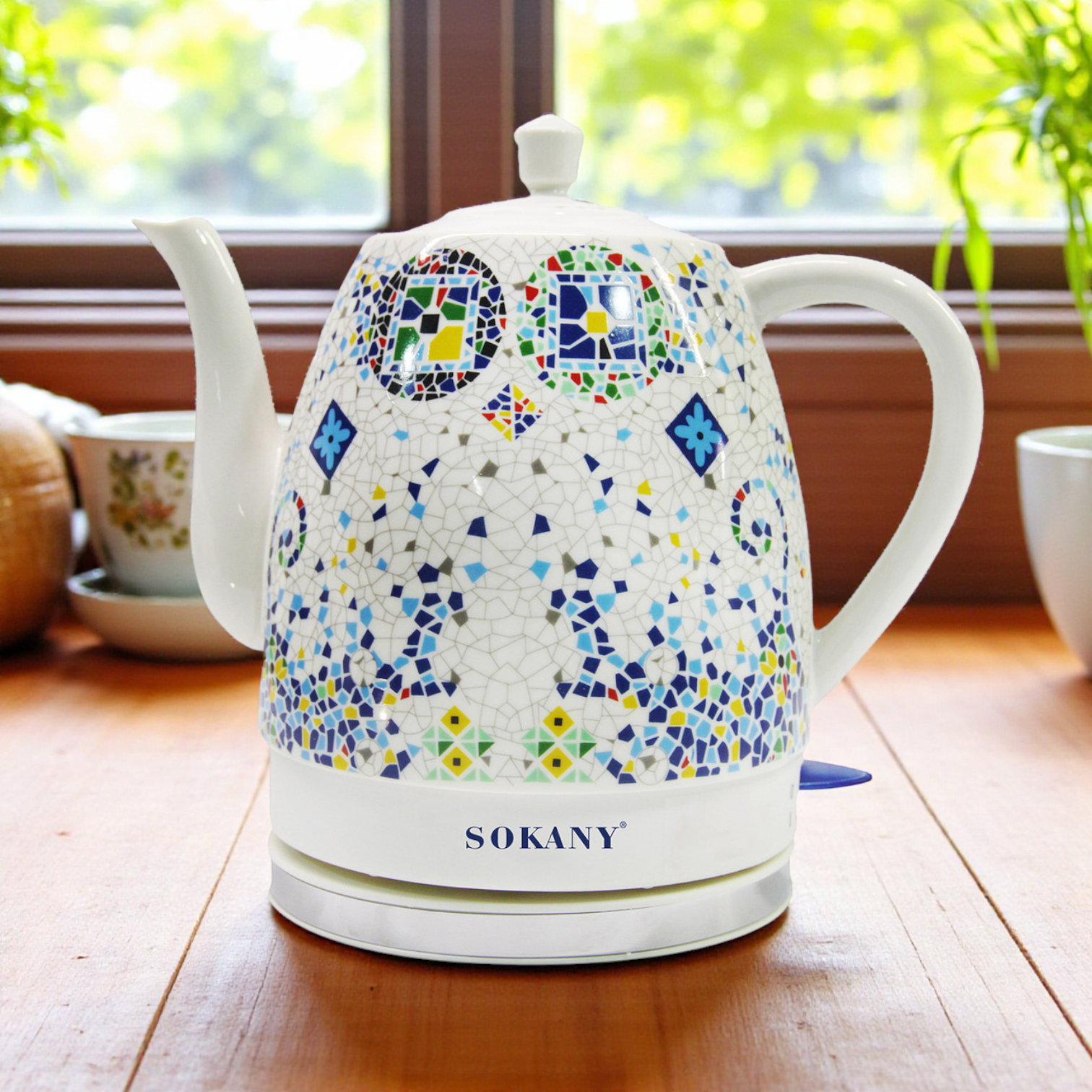 Електрочайник керамічний Sokany SK-09008 із принтом автоматичне вимкнення 1,5 л Білий (SK-09008) - фото 3 Електрочайник керамічний Sokany SK-09008 із принтом автоматичне вимкнення 1,5 л Білий (SK-09008) - фото 3
