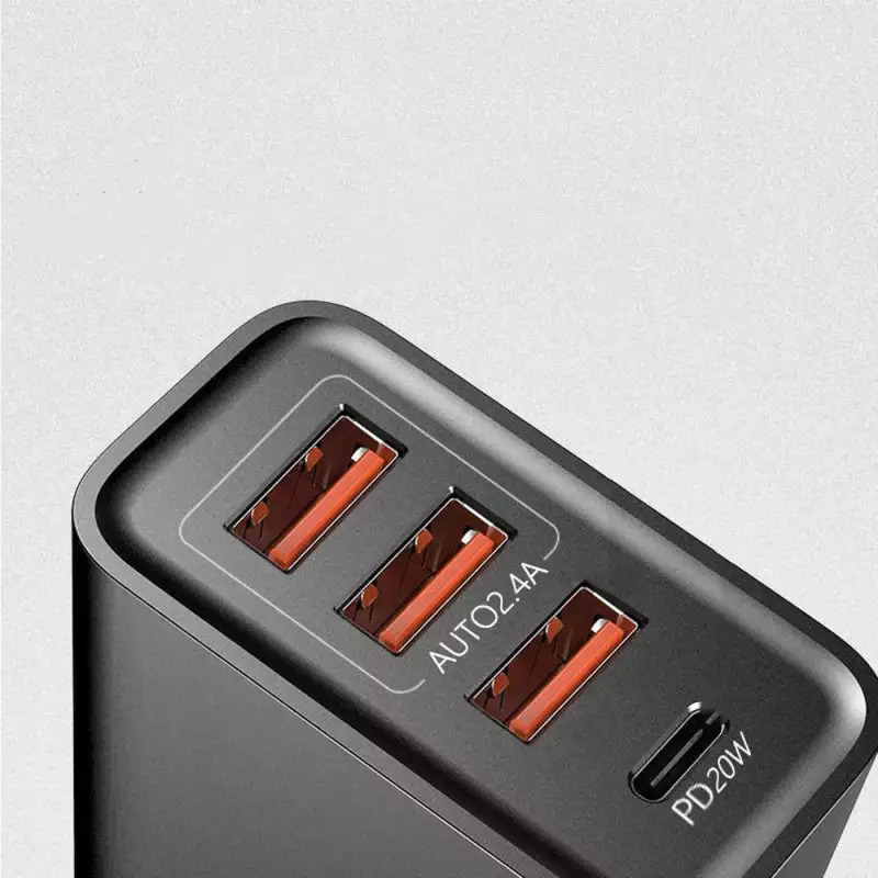 Блок питания на 4 порта USB и Type-C Fast Charge 2,1 A 20 W Черный (1896595526) - фото 6