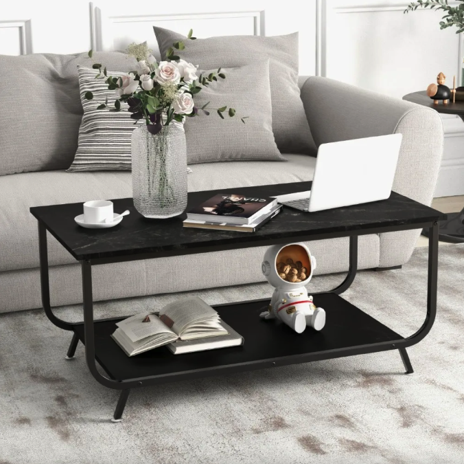 Журнальний стіл Costway Marble двоярусний Чорний (4736) - фото 6 Журнальний стіл Costway Marble двоярусний Чорний (4736) - фото 6