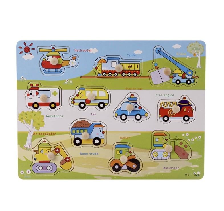 Обучающий сортер-пазл Транспорт деревянный