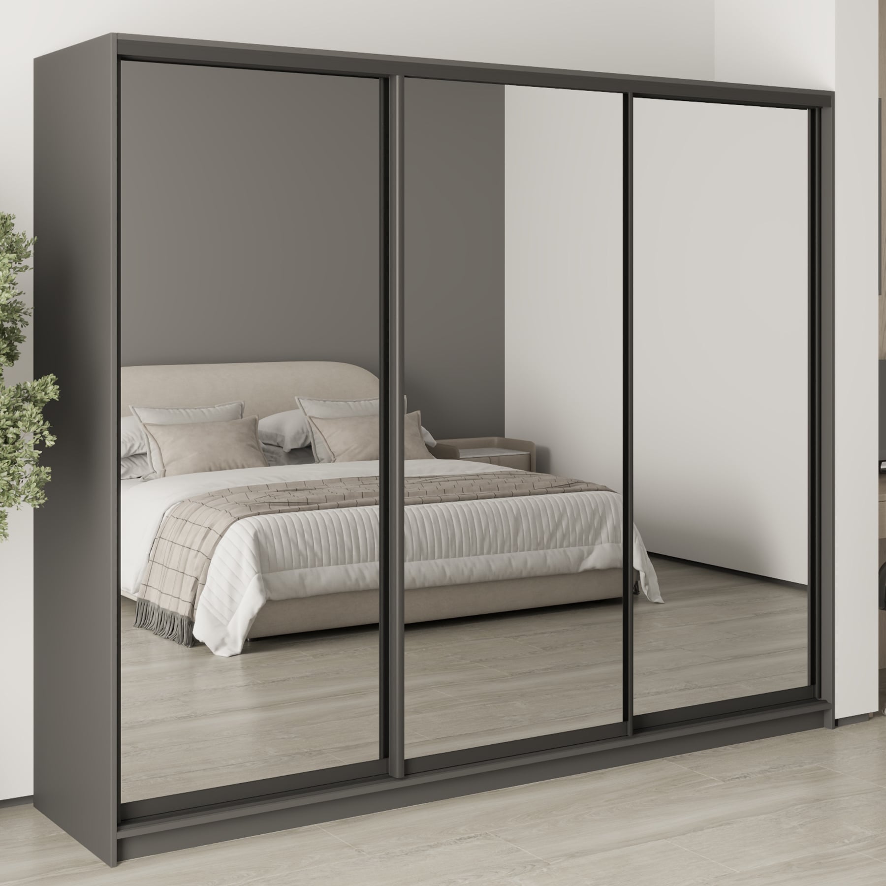 Шкаф-купе трехдверный Mebel Star Комбо BG MBS-9255 250х45х210 см Антрацит (1009244) Шкаф-купе трехдверный Mebel Star Комбо BG MBS-9255 250х45х210 см Антрацит (1009244)