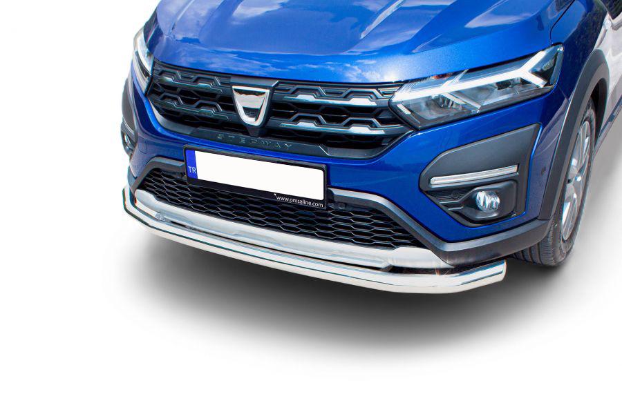 Передній захист Texas Omsa Line для Dacia Sandero 2021- рр. нержавіюча сталь Хром Передній захист Texas Omsa Line для Dacia Sandero 2021- рр. нержавіюча сталь Хром