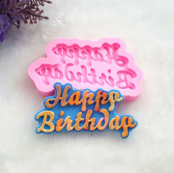 Молд силиконовый Happy Birthday 76x44 мм Розовый (40525)
