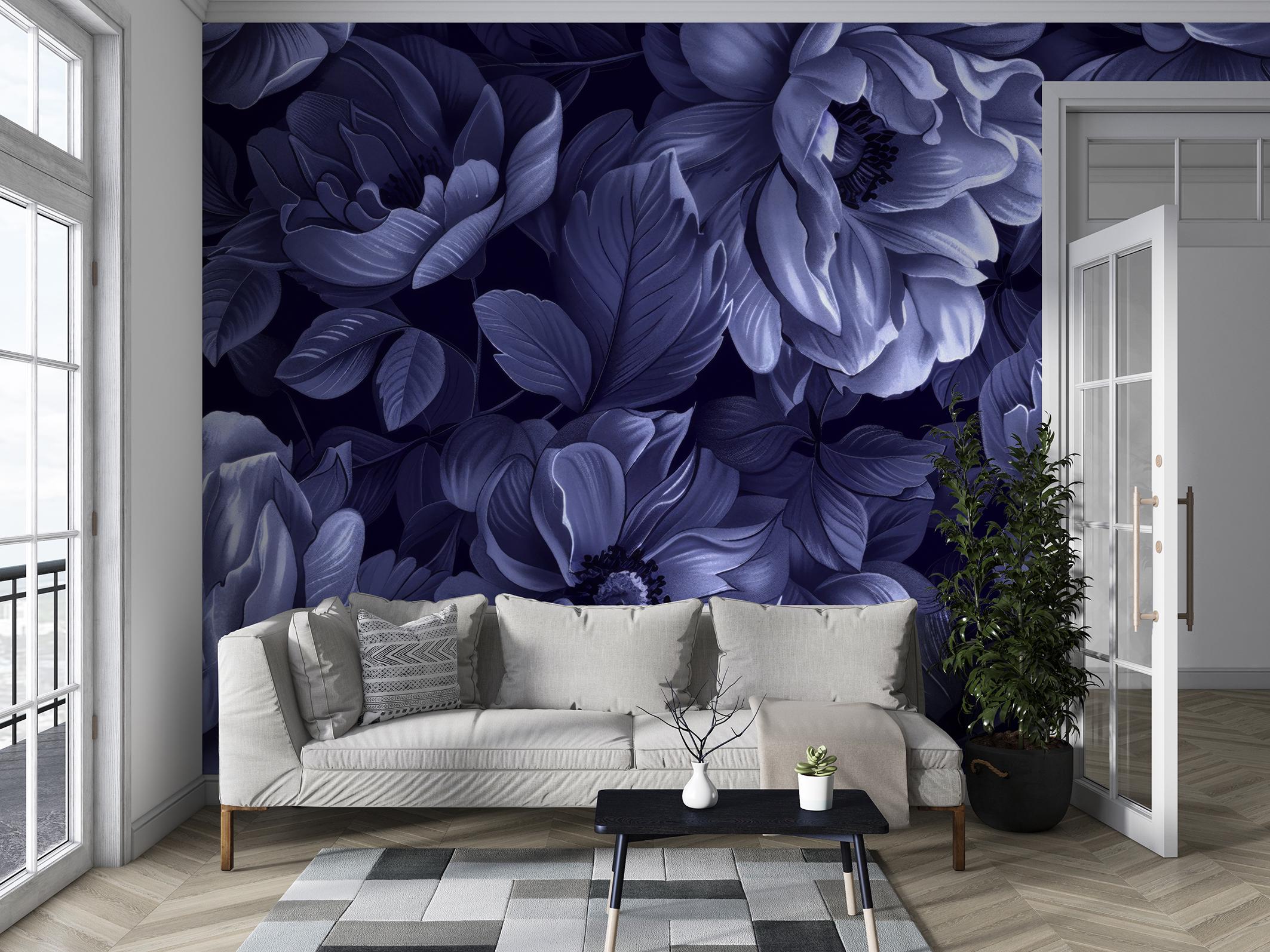 Фотообои флизелиновые Upstream Темно-синие цветы 180х120 см (VINT-012/2) - фото 6
