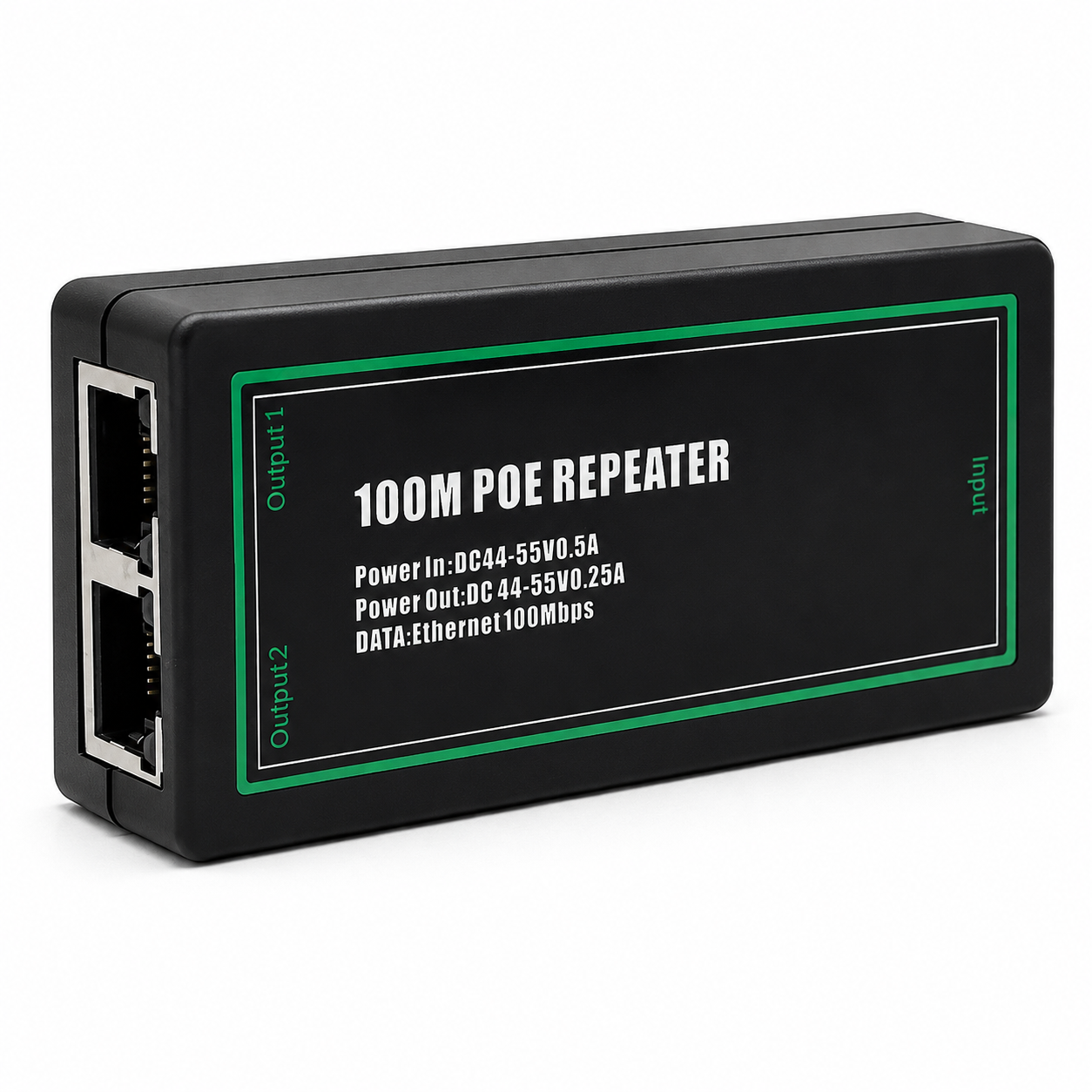 Удлинитель-разделитель POE Ritar 1/2 100 Мбіт/с RJ45 44-55V 24 Вт Черный (36522200)