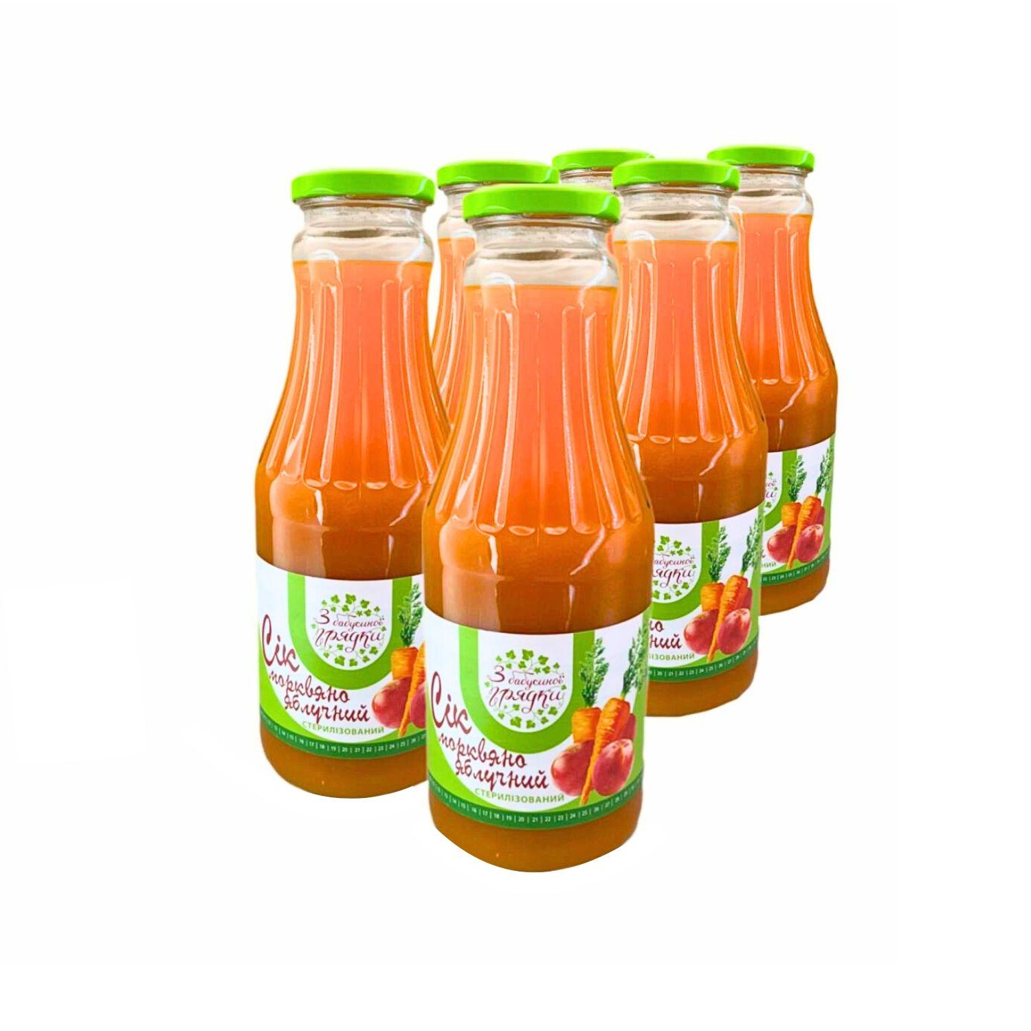Сок морковно-яблочный натуральный С бабушкиной грядки 1 л 6 шт. (J-CA-Evrika 1L-pack6)
