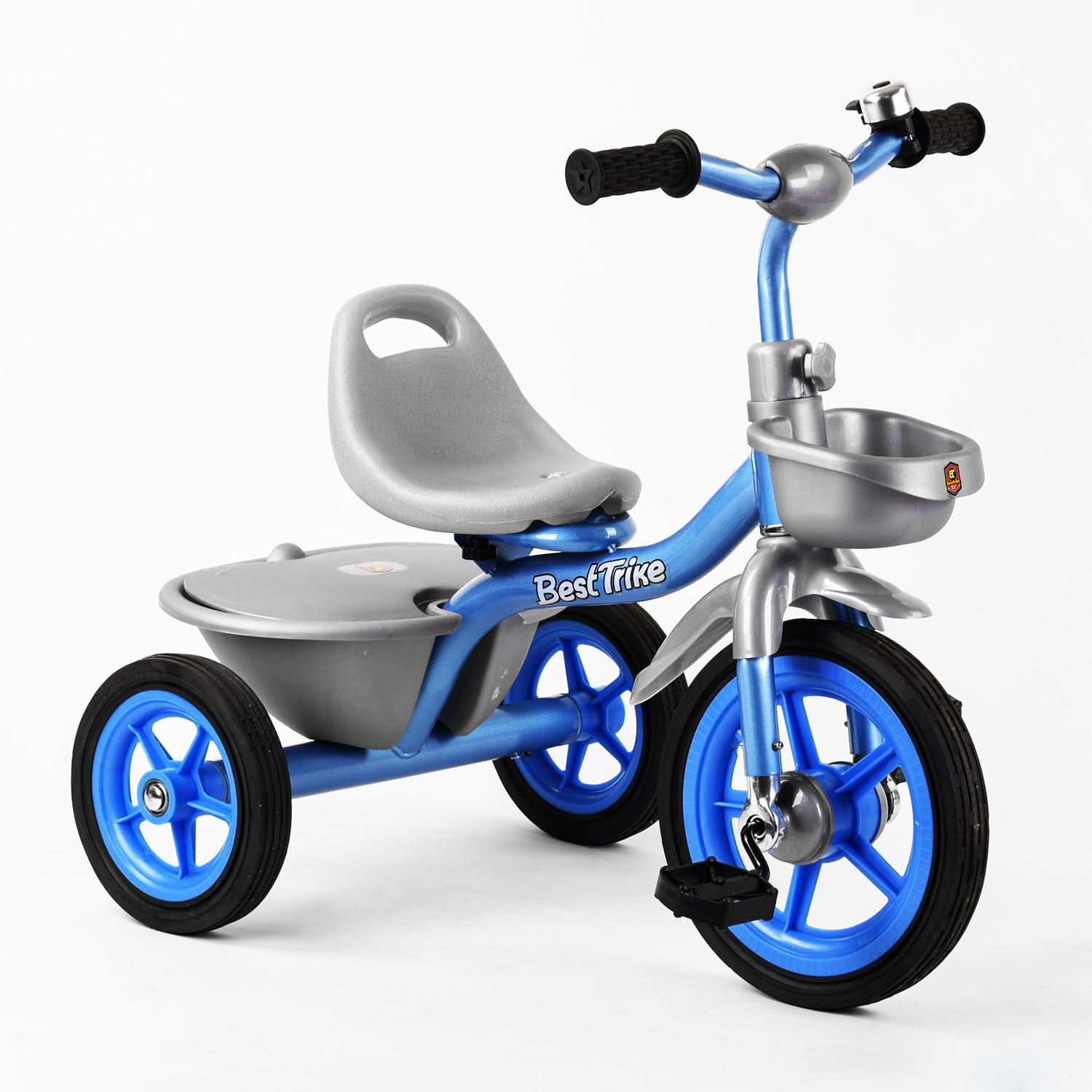 Детский велосипед трехколесный Best Trike звоночек 2 корзины Blue/Grey (102414)