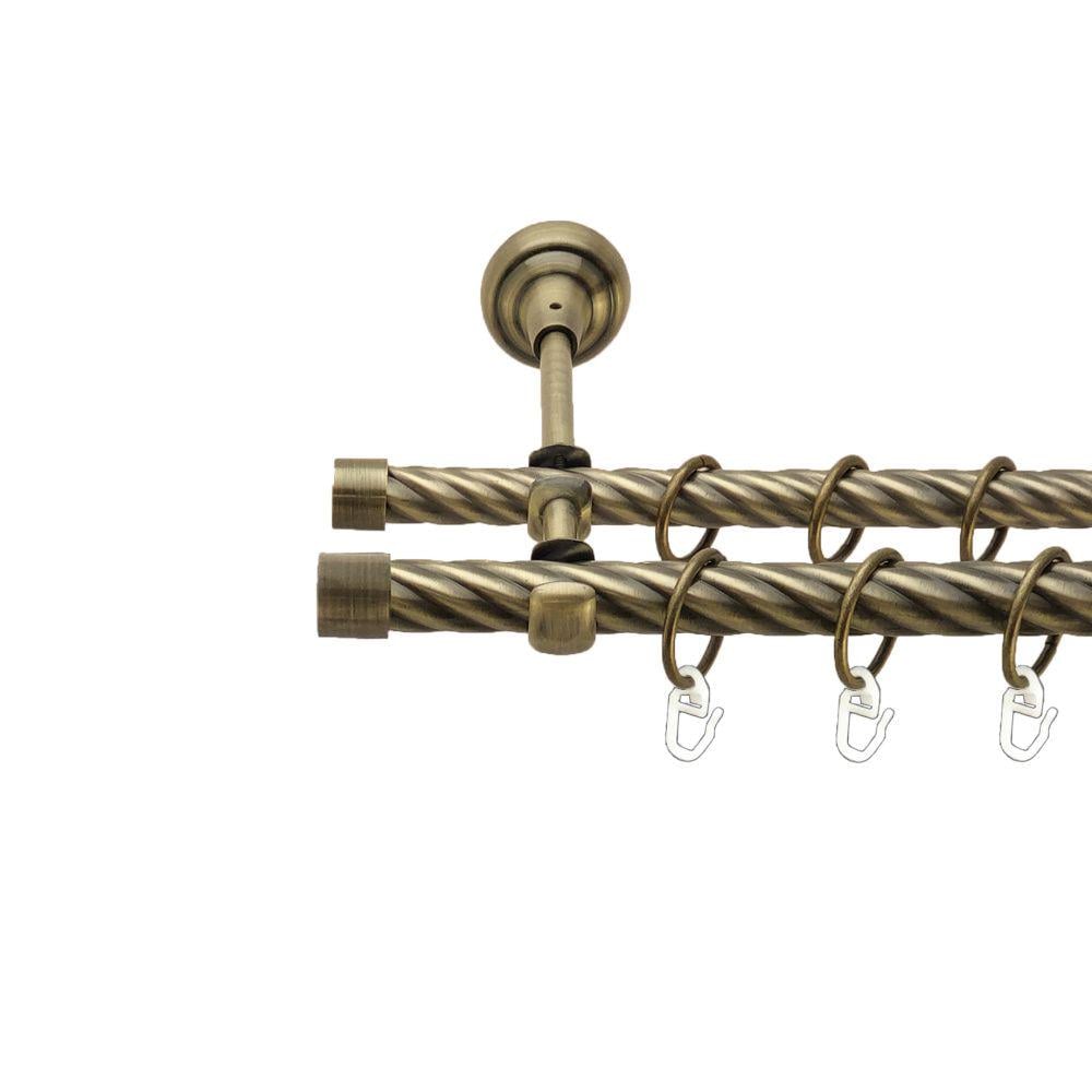 Карниз Orvit Заглушка металевий дворядний відкритий скручена труба кільце металеве 19/16 мм 240 см Антик (00-00017447)