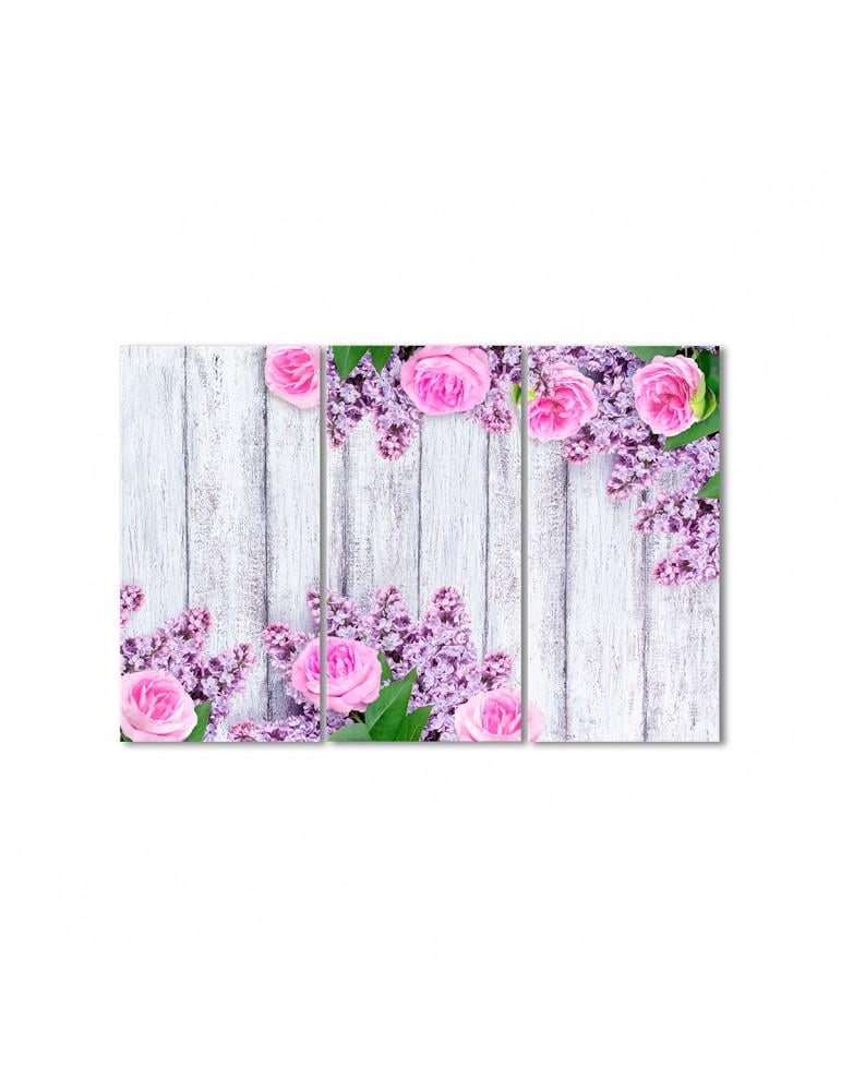 Картина модульная Сирень и розовые розы 3 модуля 80x120 см