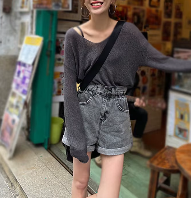 Шорты женские джинсовые высокая талия XXL Серый (ШАС4) - фото 3 Шорты женские джинсовые высокая талия XXL Серый (ШАС4) - фото 3