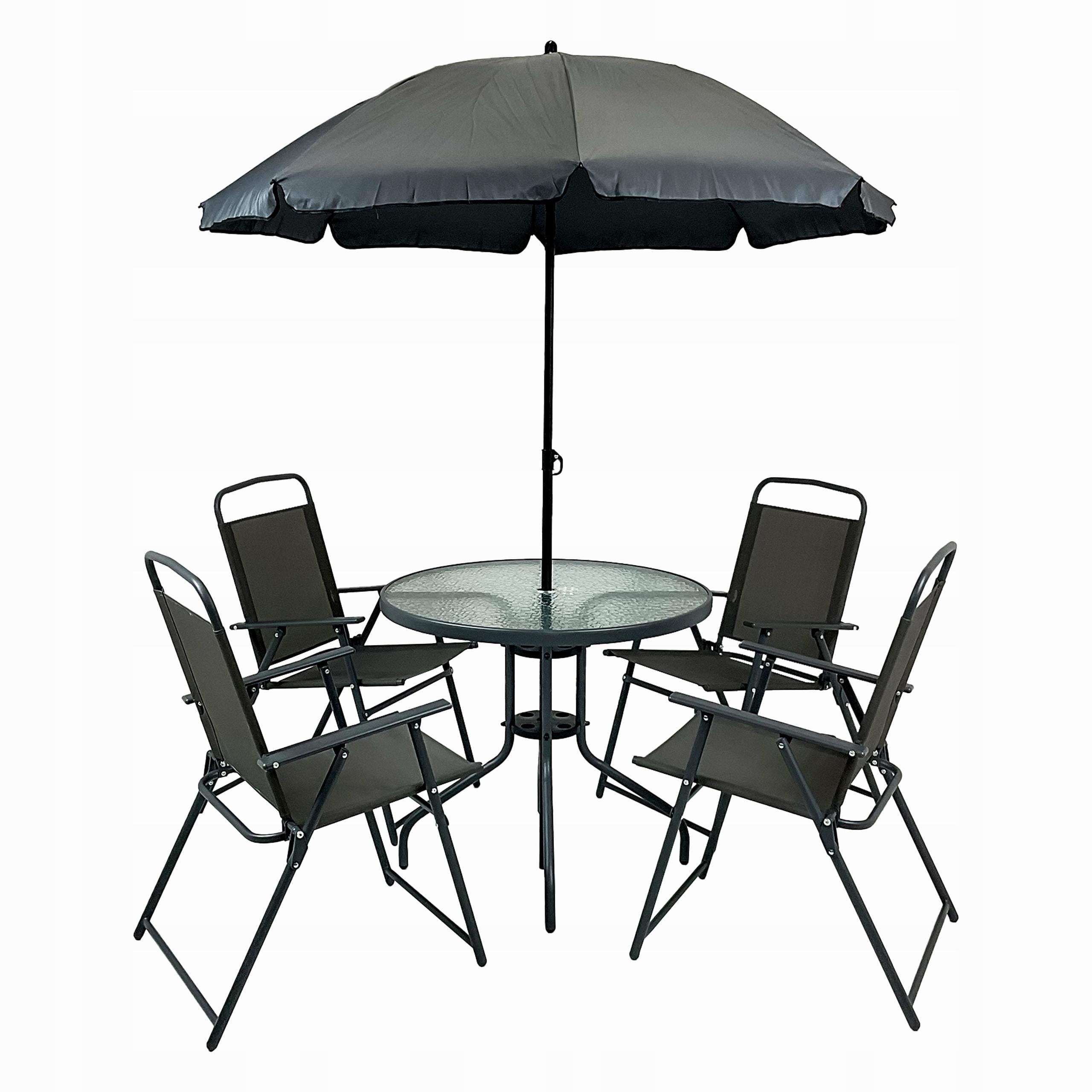 Комплект садовой мебели Kontrast CHILE 4 стулья/стол/зонтик Серый (13952)