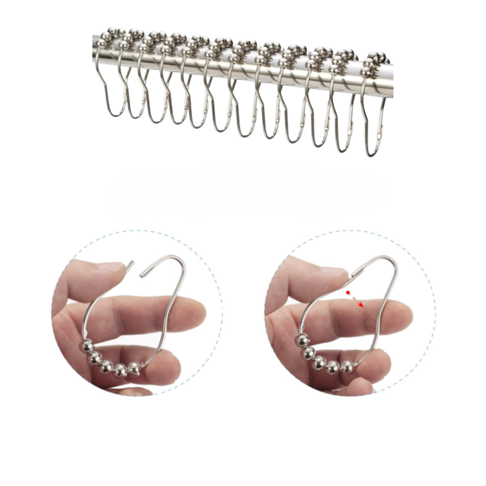 Кольца-крючки роликовые на шторку для ванной и душевой комнаты металлические 12 шт. Никель - фото 4 Кольца-крючки роликовые на шторку для ванной и душевой комнаты металлические 12 шт. Никель - фото 4