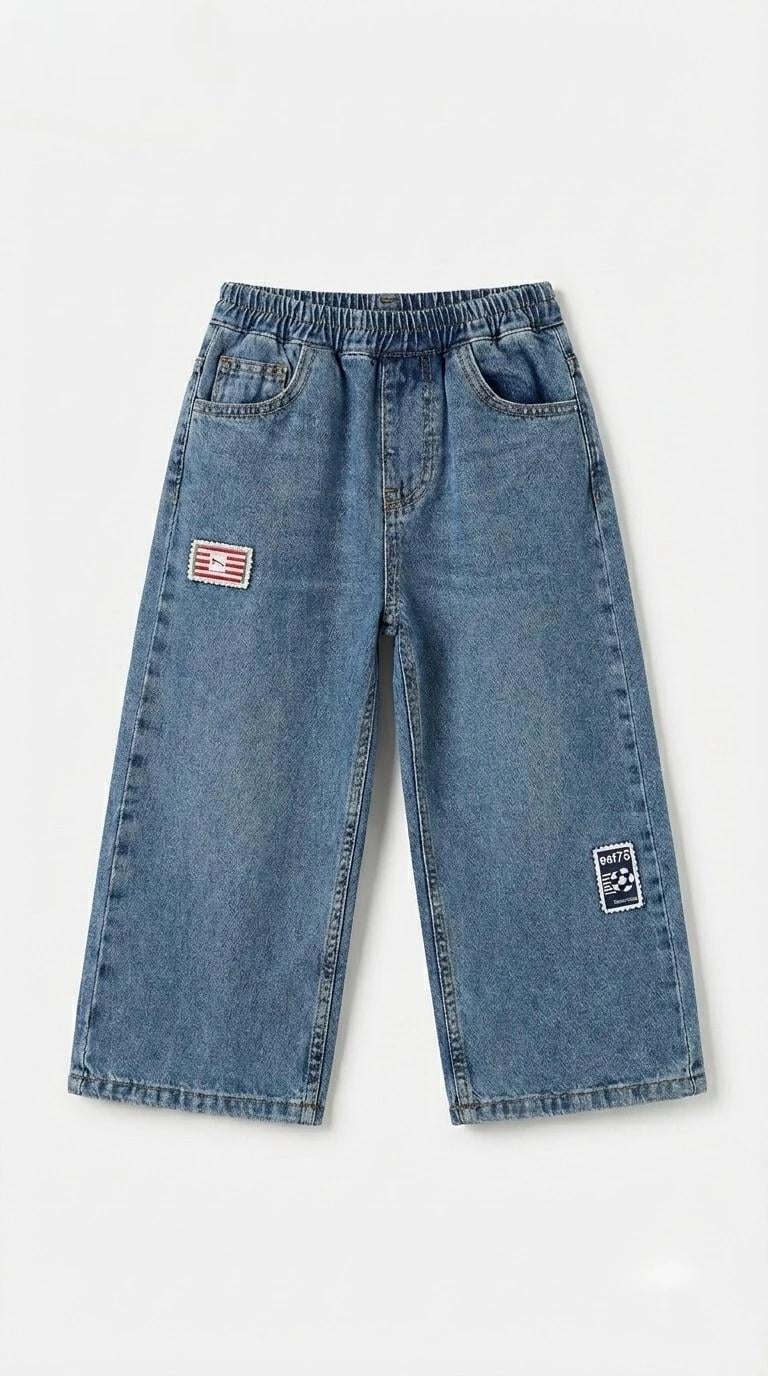 Джинсы для мальчика прямые с нашивкой La'ciel 4-5 лет 110 см Серый/Синий (7878701712148)