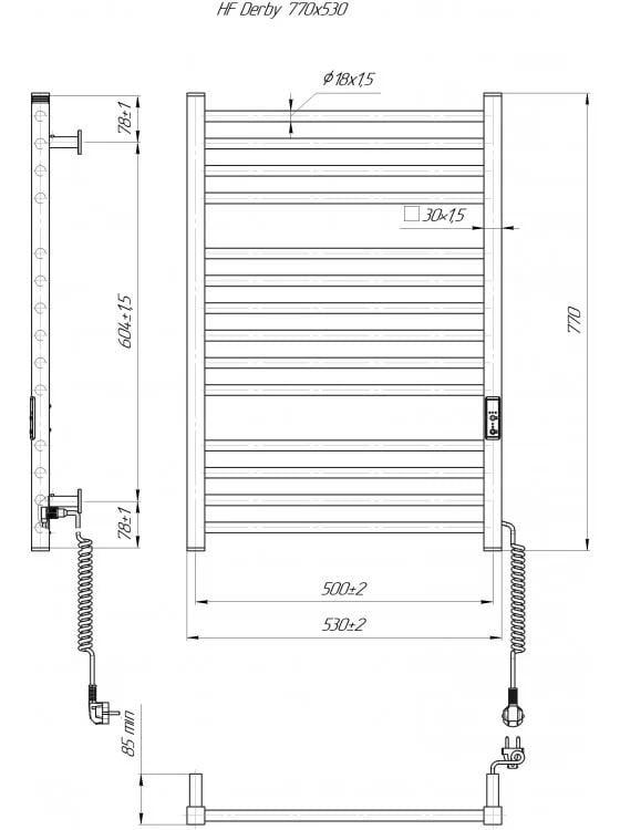 Рушникосушарка електрична Hygge Family Derby TR K 770х530 мм Білий матовий (6.1.0402.06.Wm) - фото 6