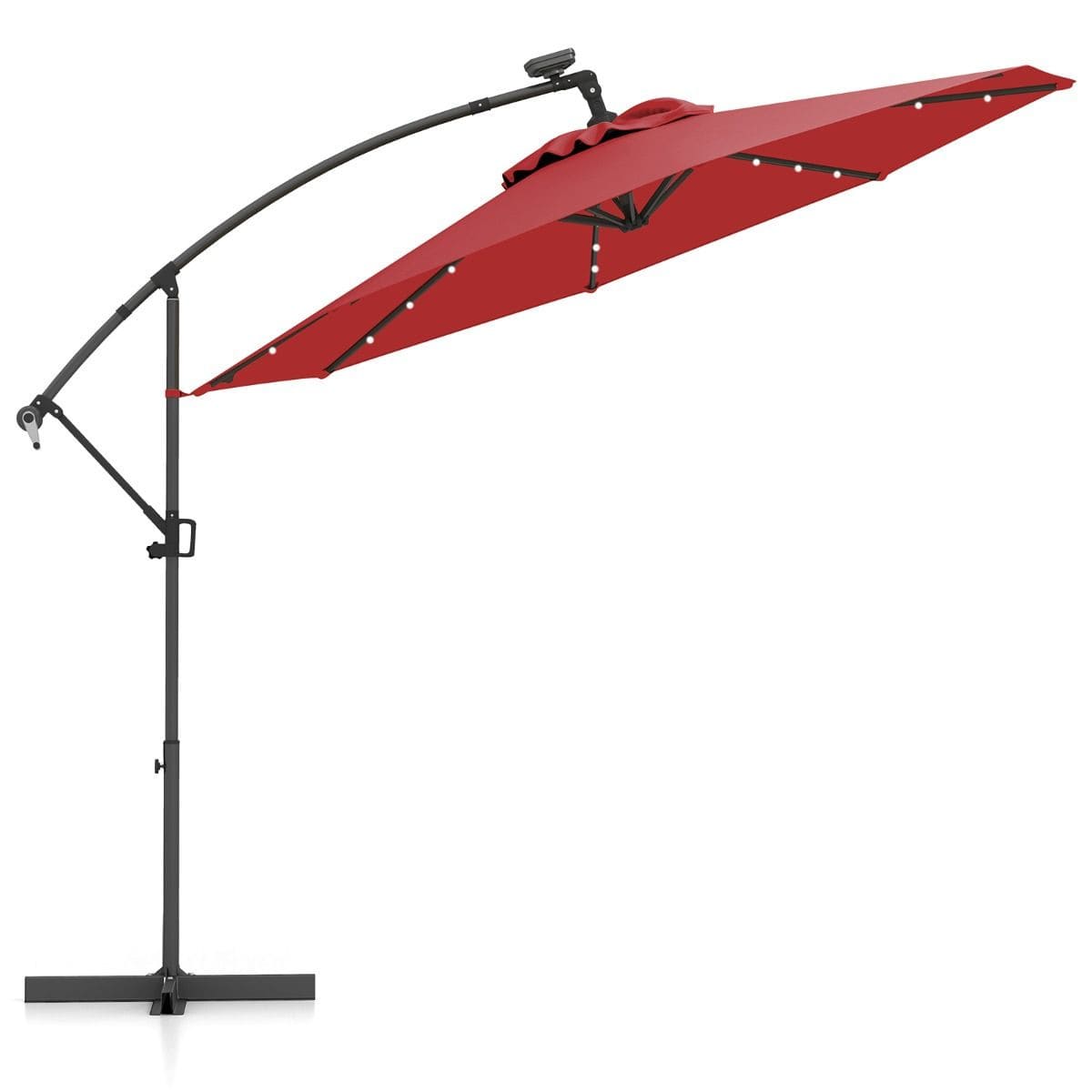 Садовый зонтик Costway с LED-подсветкой Ø 300 см высота 230 см Красный (COSTWAY-00352)