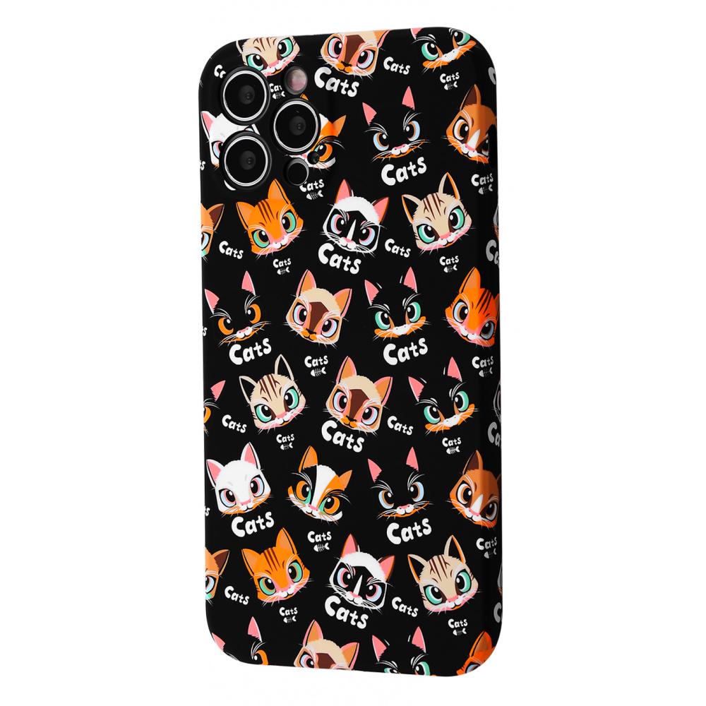 Чехол WAVE NEON X LUXO Cute Series iPhone 12 Pro коты черные Черный С рисунком